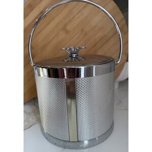 Vintage 1960 Serv Master Creations MCM Barware Metal Silver tone Ice Bucket 8.5”